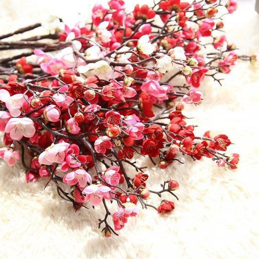 HOA ĐÀO GIẢ trang trí chụp ảnh nhiều size, cành cao đến 120cm