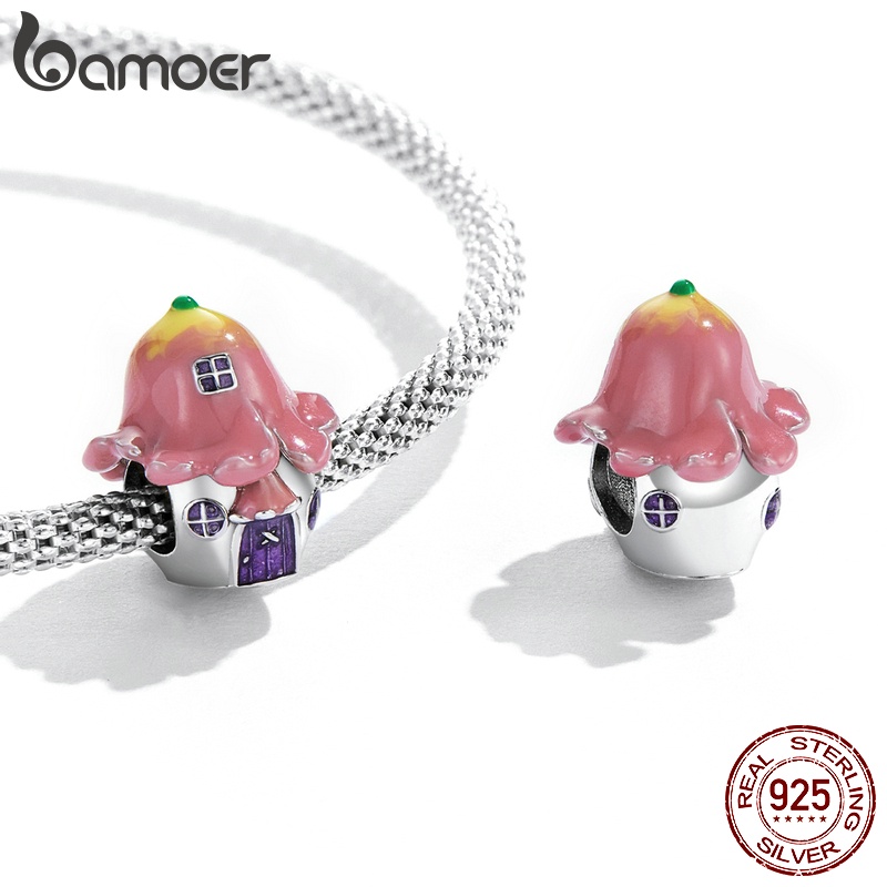 Hạt trang sức BAMOER SCC2154 bằng bạc 925 hình bông hoa hợp thời trang