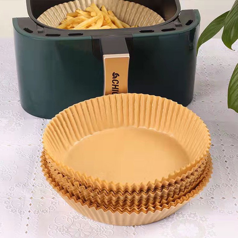 Set 50 giấy lót nồi chiên không dầu miếng lót nướng không dính thấm dầu hình tròn 16cm chịu nhiệt 220 độ DIB MARK