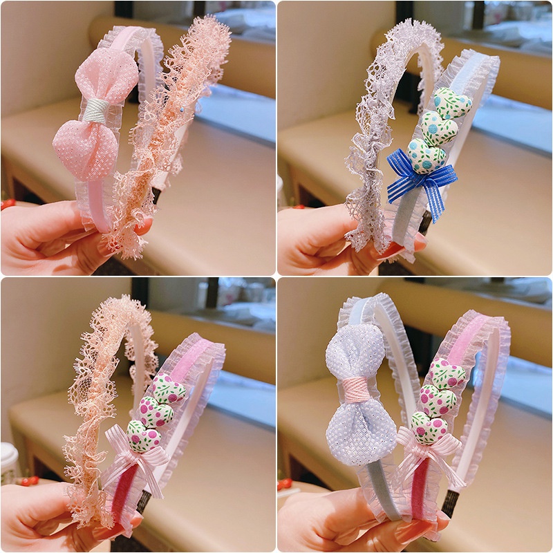 Băng đô cài tóc hình trái tim và nơ nhiều màu sắc xinh xắn cho bé BTT