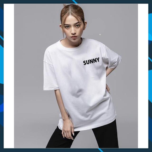 Áo Thun Nam Nữ Form Rộng Sunny Cổ Tròn Tay Lỡ Form Dáng Rộng 2 Màu Đen Trắng