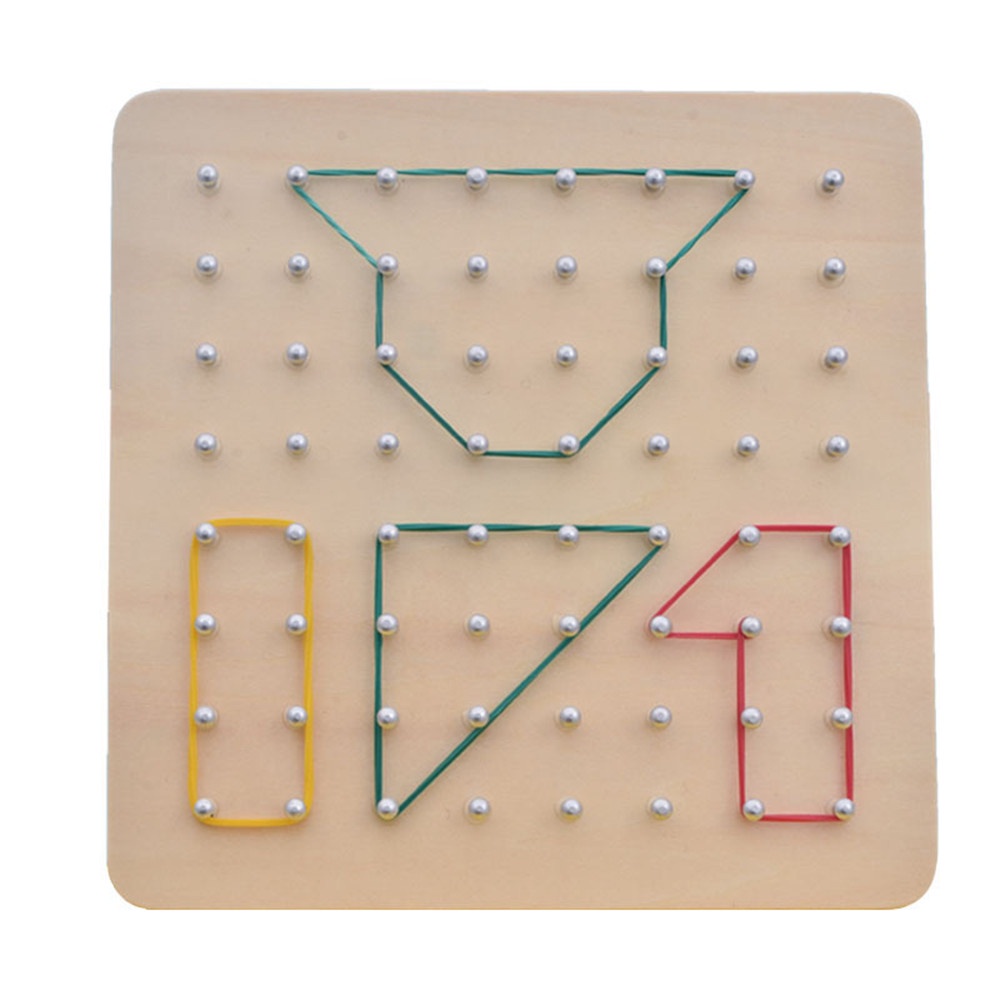 Đồ chơi bảng đinh Geoboard gỗ kèm dây cao su và thẻ học toán theo phương pháp giáo dục Montessori cho bé