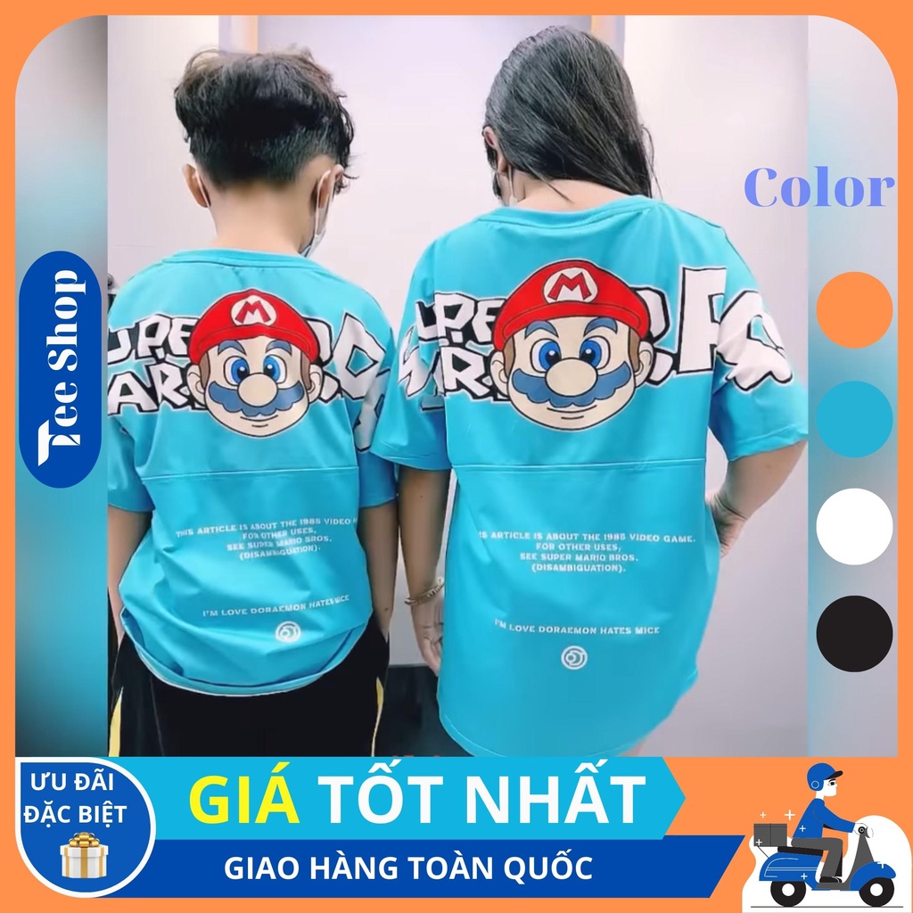 Áo thun cho bé Tee Shop in hình Mario. Áo phông trẻ em đủ độ tuổi cotton co giãn, thoáng mát