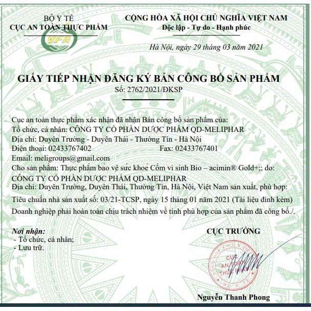 Cốm vi sinh BIOACIMIN GOLD hộp 30 gói giúp bé ăn ngon,tiêu hóa khỏe