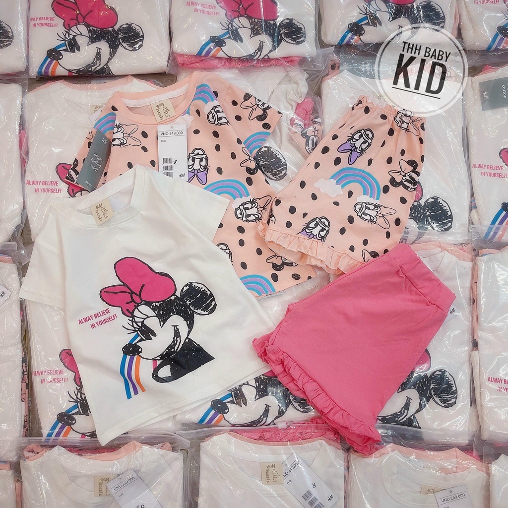 Đồ bộ bé gái combo 2 bộ mickey vịt donal Girl kids 2022 chất cotton 4 chiều mềm mịn