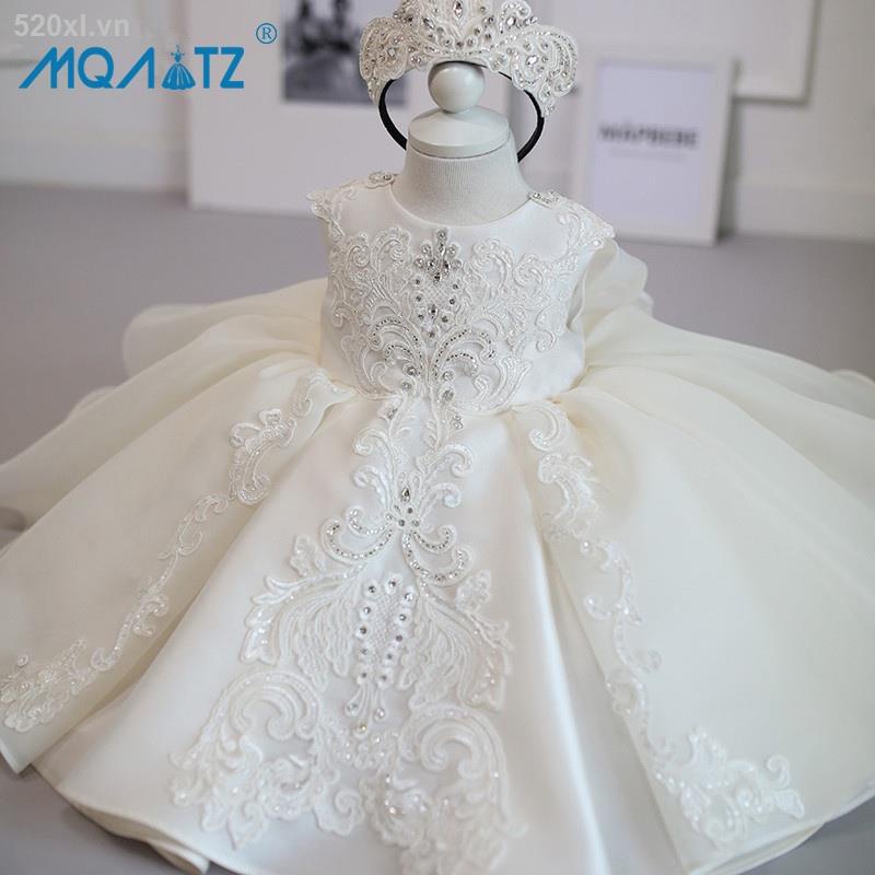 Đầm Công Chúa Không Tay Màu Trắng Cho Bé Gái 0-4 Tuổi