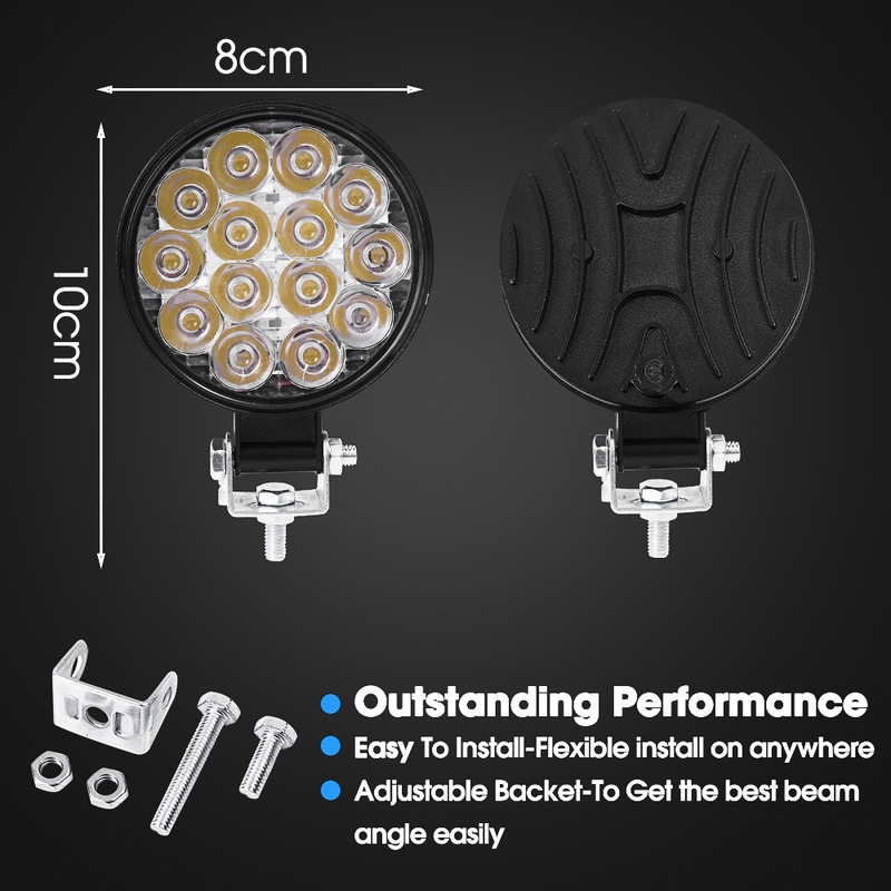 1 Bộ Đèn Pha 14 Bóng Led 42W Siêu Sáng Chống Nước Cho Xe Tải