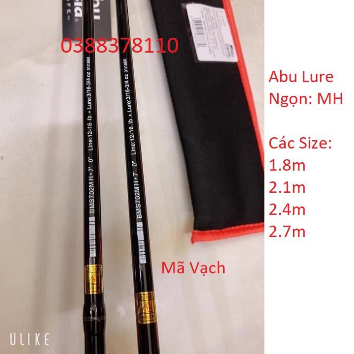 Cần Lure 2 Khúc Abu Black Max Ngọn MH, Câu Lure Mồi Giả, Câu Lóc