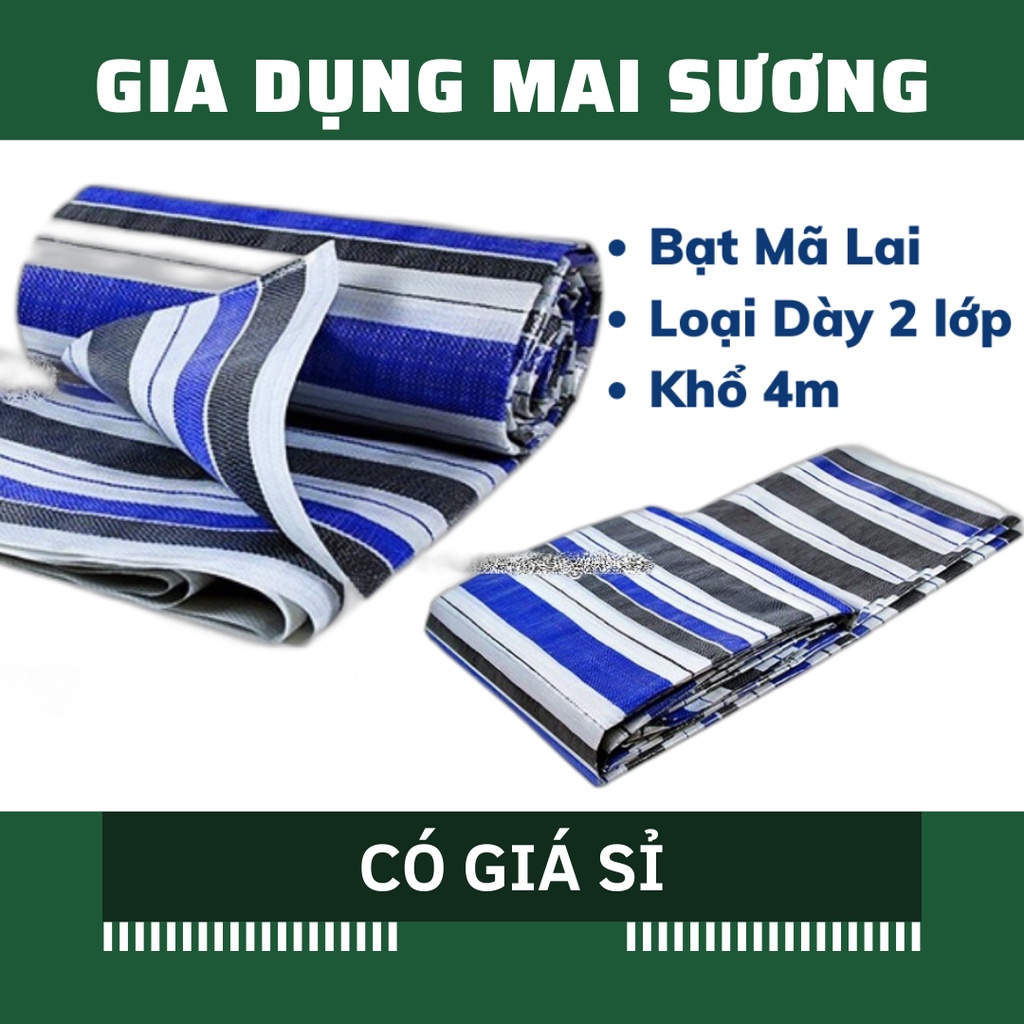 [Giá Sỉ] Bạt Mã Lai Malaysia Sọc Xanh Dày 2 Lớp Khổ 4m, che mưa che nắng, che công trình