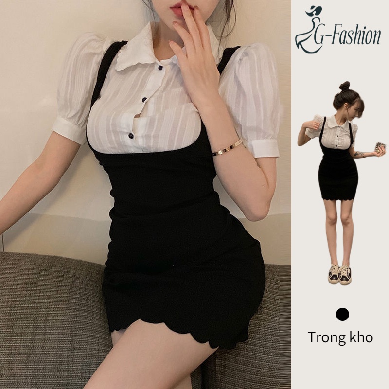 Đầm Body Ngắn Tay Phồng Giả Hai Lớp Thời Trang Mùa Hè Dành Cho Nữ