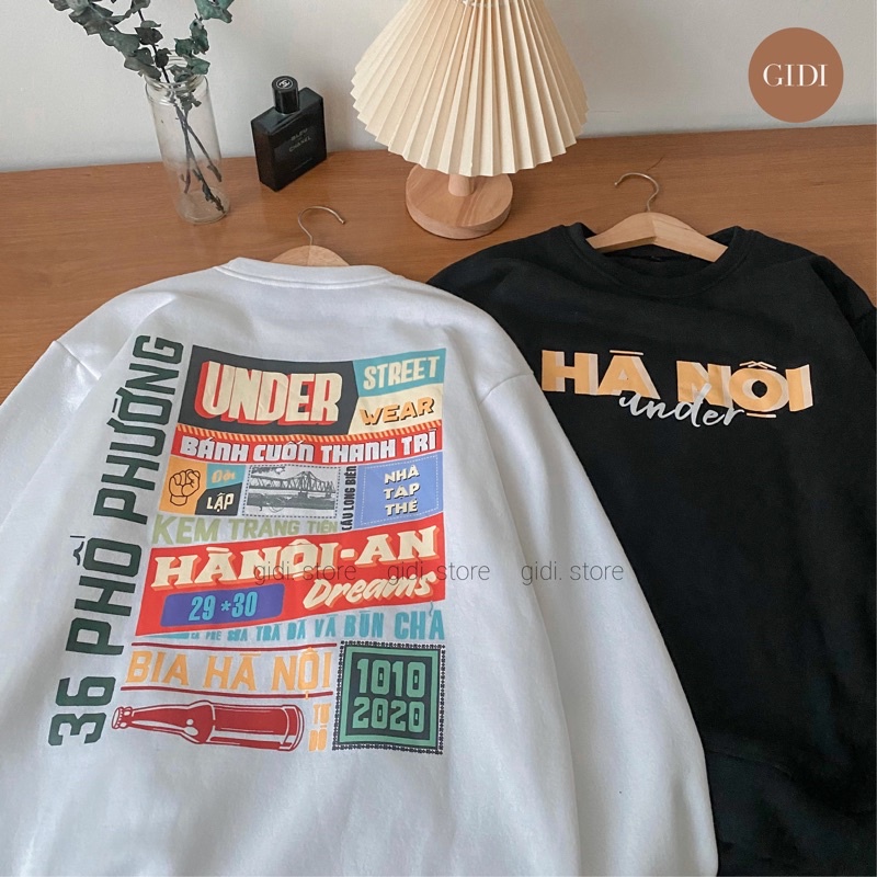Áo Sweater HÀ NỘI Thu Đông Nam Nữ Unisex - vải nỉ bông trơn tay dài dày dặn, mềm mịn kiểu OVERSIZE form rộng