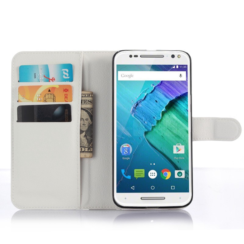 For Motorola Moto X Style / X3 / X2015 Case Litchi Leather Wallet Stand Holder