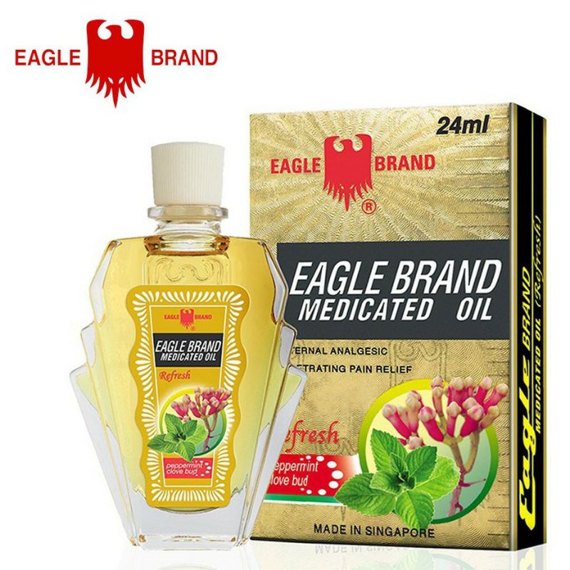 Dầu gió Con Ó vàng Singapore Eagle Medicated Oil Refresh 24ml, 3ml