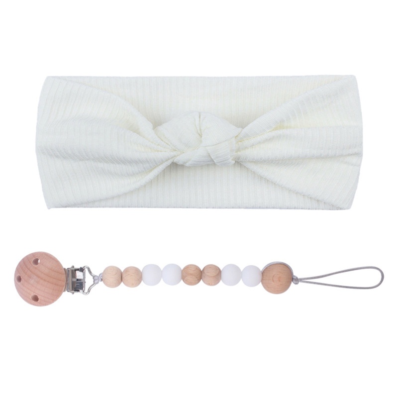 Bộ 2 Món Phụ Kiện Giá Đỡ Núm Vú Giả + Băng Đô Nơ Dễ Thương Cho Bé