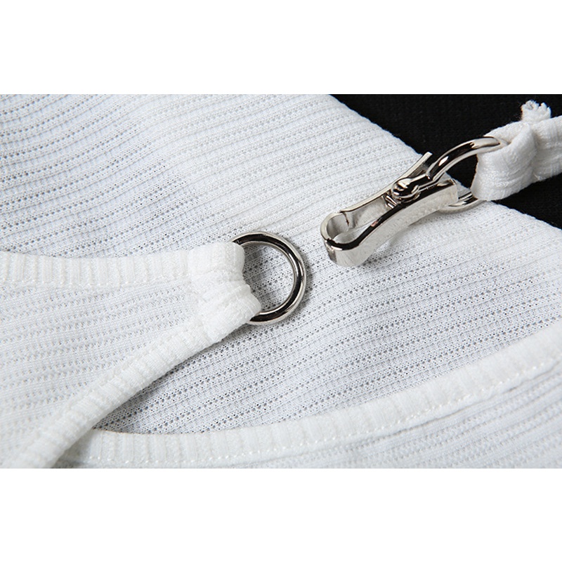 [Augustcloth] Áo tay ngắn khóa cổ khoét eo phong cách Hàn Quốc