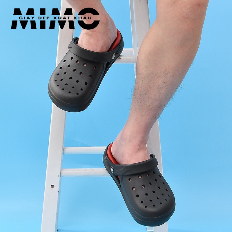[Tặng 10 jiibit] - Sục Classic Clog đen đỏ, dép sục nhựa đi mưa siêu êm mềm nhẹ, bền đẹp, chống trơn trượt cho nam nữ