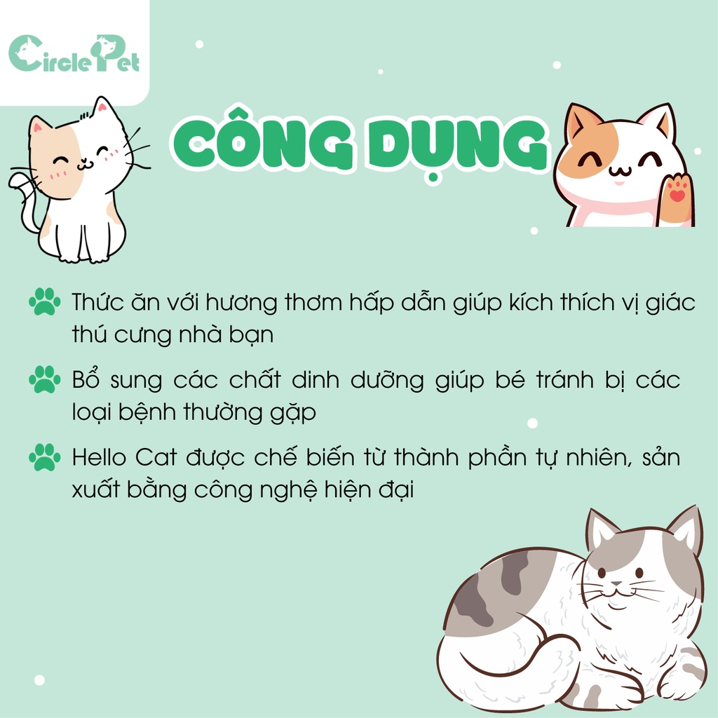 Thức Ăn Hạt Cho Mèo Hello Cat Vị Cá Ngừ Thơm Ngon Giúp Kích Thích Ăn Uống Hỗ Trợ Tiêu Hóa 400g - Circle Pet