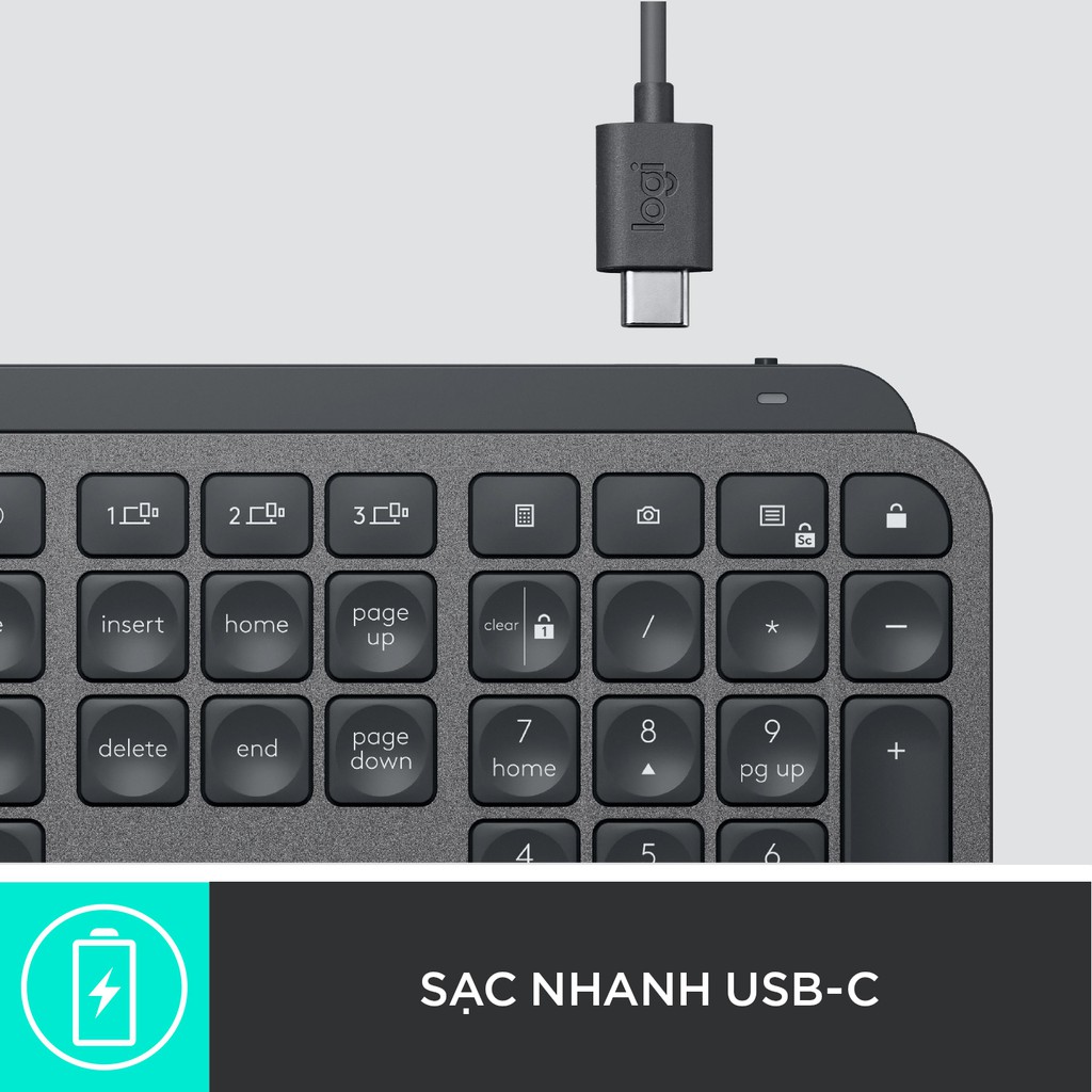 Bàn phím không dây bluetooth Logitech MX Keys - Đèn nền cảm biến, sạc nhanh USB-C | WebRaoVat - webraovat.net.vn