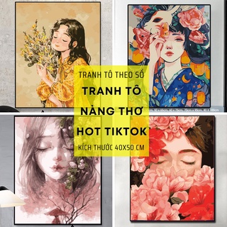 Tranh tô màu theo số mẫu Nàng Thơ - Tranh sơn dầu số hóa Hot Trend Tiktok KING ART