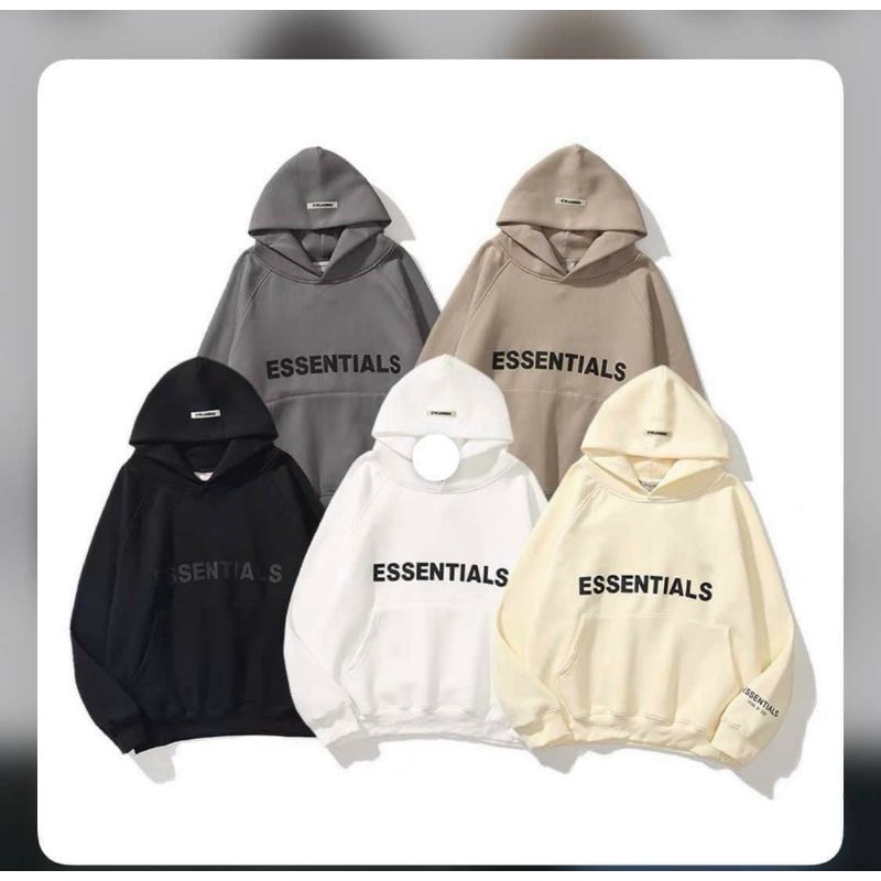 Áo sơ mi Áo Hoodie ESSEN Form Rộng Nam Nữ Phong Cách Ulzzang Hàn Quốc cổ sen kiểu croptop màu trắng điệu đà