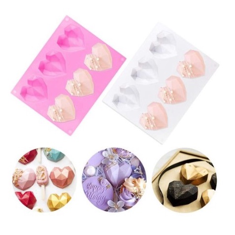 Khuôn sô cô la hình trái tim 3D