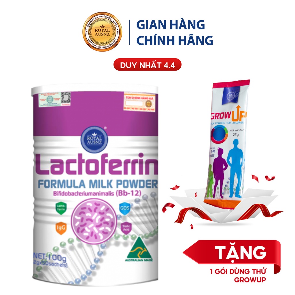 Sữa Bột Hoàng Gia Úc Lactoferrin Formula Milk BB-12 ROYAL AUSNZ Tăng Cường Hệ Miễn Dịch Cho Trẻ  100g