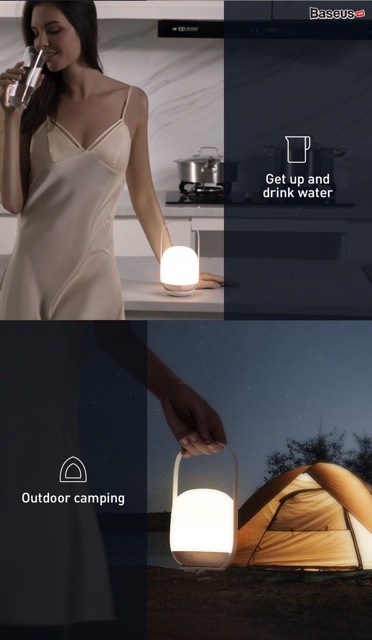 Đèn ngủ tiện dụng Baseus Moon-white Dimming Portable Lamp