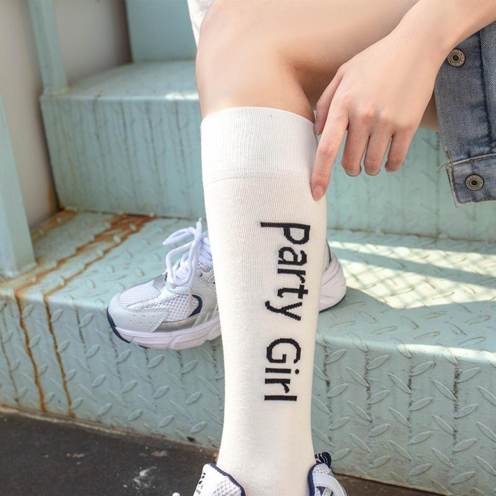 Vớ Cao Qua Gối Thoáng Khí Co Giãn In Chữ Ngọt Ngào Phong Cách Hàn Quốc Cho Nữ