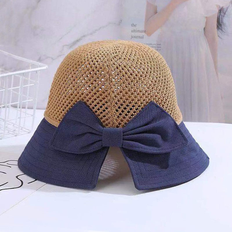 Mũ chống nắng đi biển đẹp phối viền nơ nhiều màu chất liệu cao cấp không bai, không nhàu, gấp gọn khi mang theo