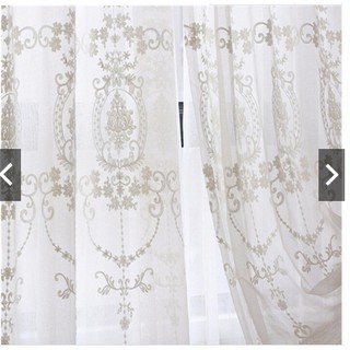 Rèm khoen lỗ, khoen ri đô, rèm dán tường voan trắng họa tiết Châu Âu cao cấp