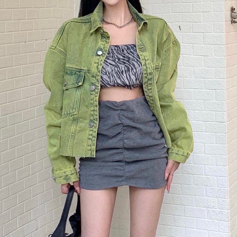 Áo Khoác Denim Dáng Rộng Thời Trang Mùa Thu Cho Nữ