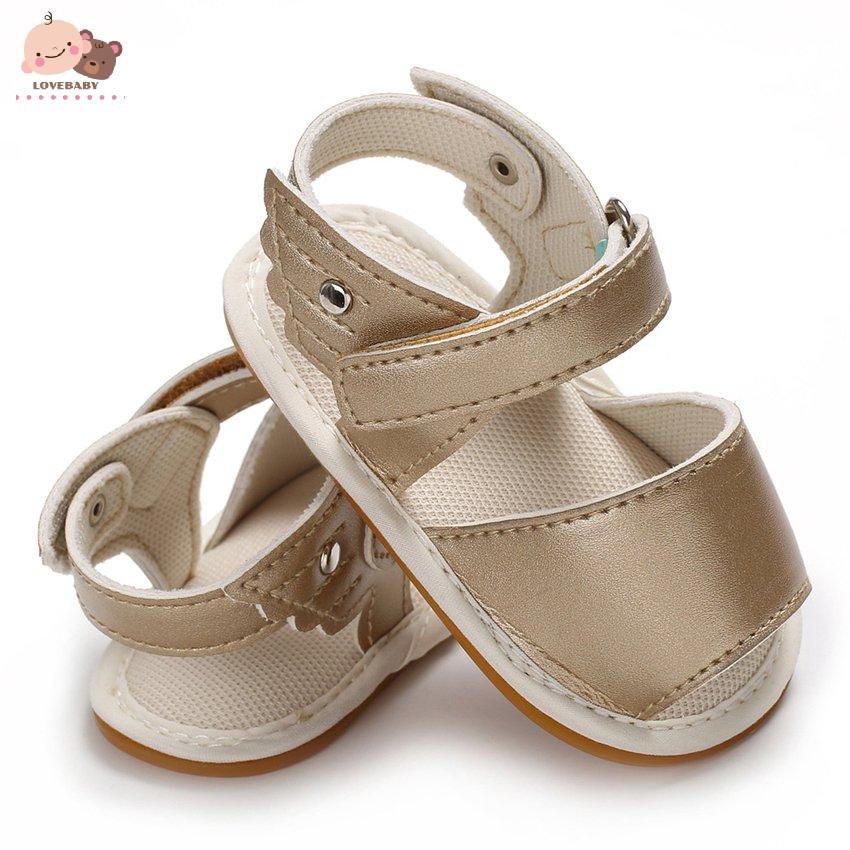 Giày Sandal Đính Đôi Cánh Đế Mềm Chống Trượt Cho Bé Tập Đi