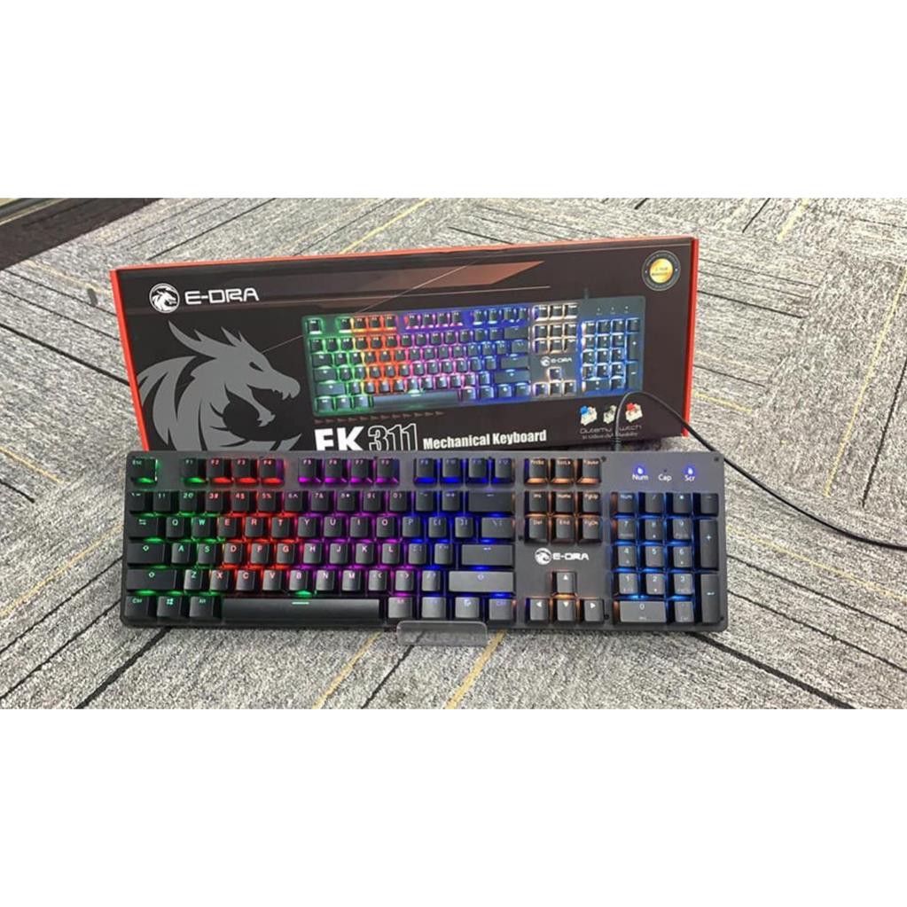 Bàn phím cơ chuyên game E-DRA EK311 - Vỏ kim loại - Đèn led Rainbow cực sáng - Blue switch - Bảo hành 24 tháng