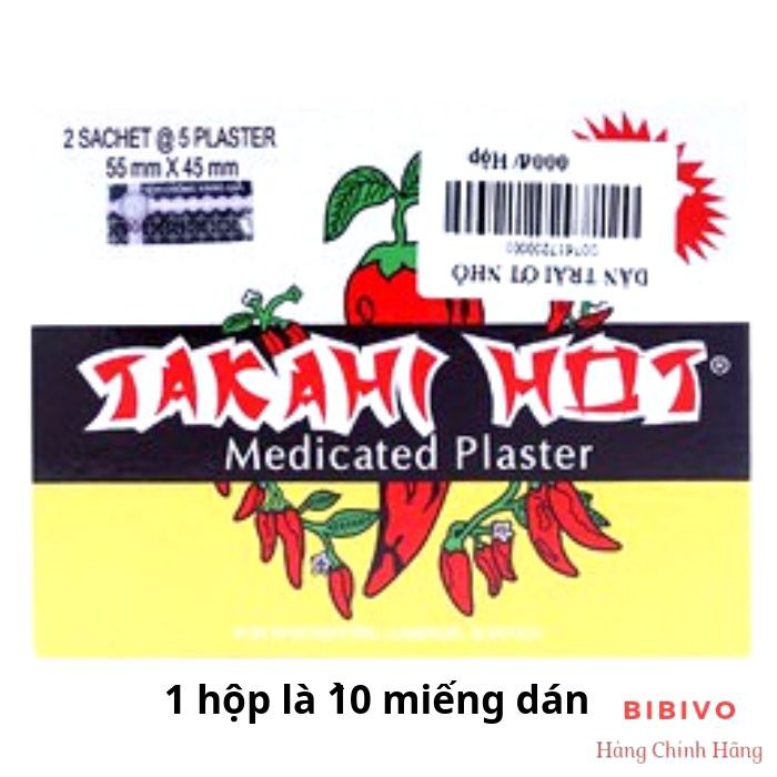 Cao Dán Trái Ớt Takahi Hot - Hộp/ 10 Miếng Dán