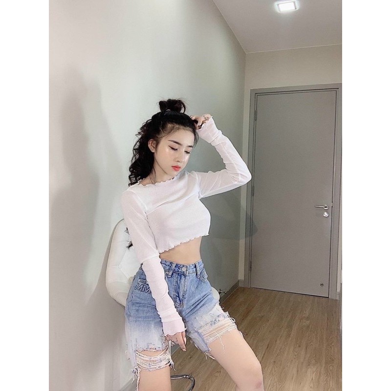 Áo crt giấy dài tay vai nhún