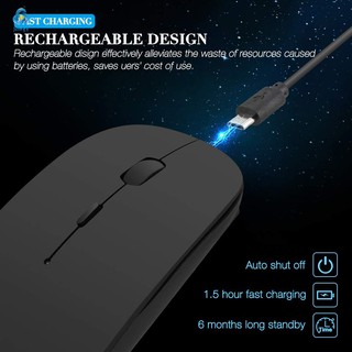 Wireless Mouse Chargeable Ultra-silent Click Optical Mouse Mice with USB Cable
