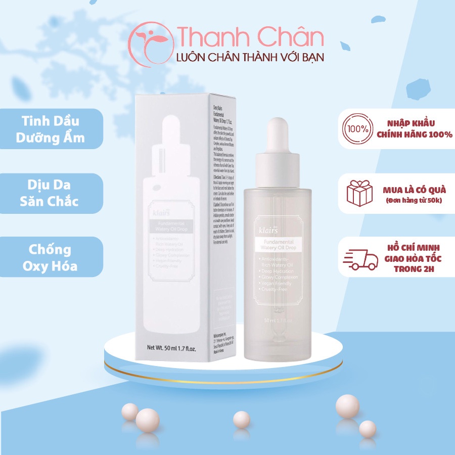 Tinh dầu dưỡng ẩm, phục hồi da Klairs Fundamental Watery Oil Drop 50ml