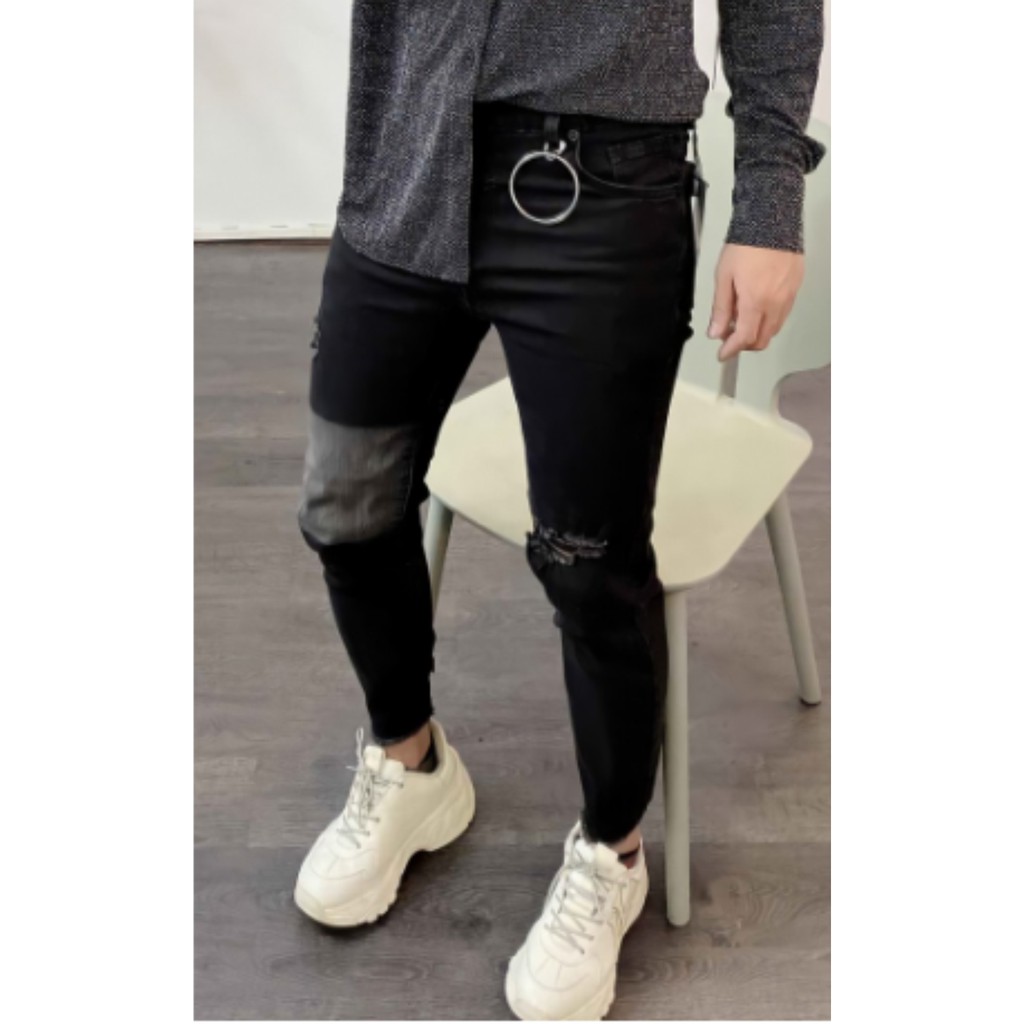 [Mã FATREND5 giảm đến 30k đơn 99k] Quần jean nam đen rách cao cấp DSQ chất bò vải dày đẹp co giãn AHFASHION | BigBuy360 - bigbuy360.vn