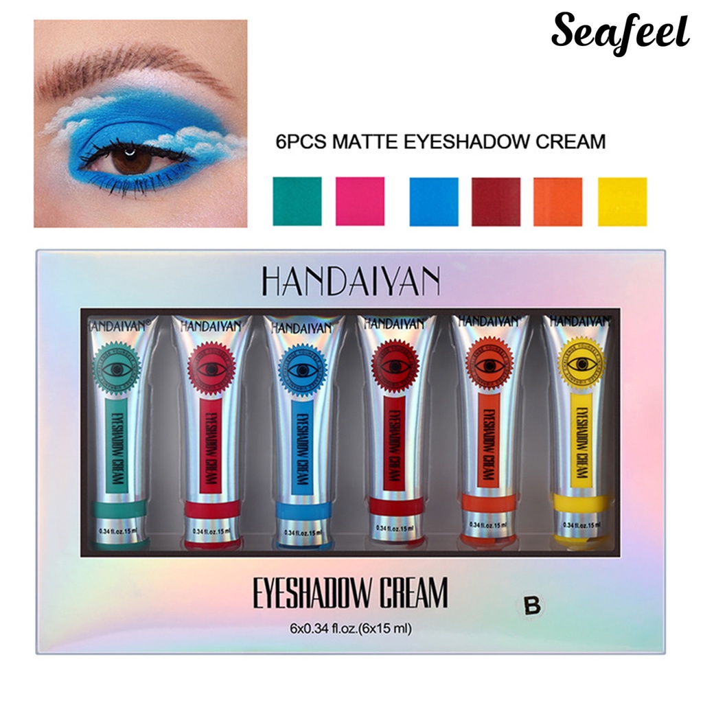 [Hàng mới về] Set 6 phấn mắt dạng gel Handaiyan màu lì không nhòe lâu trôi
