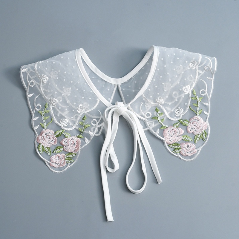 Cổ Áo Giả Thêu Hoa Hồng Có Thể Tháo Rời Cho Nữ