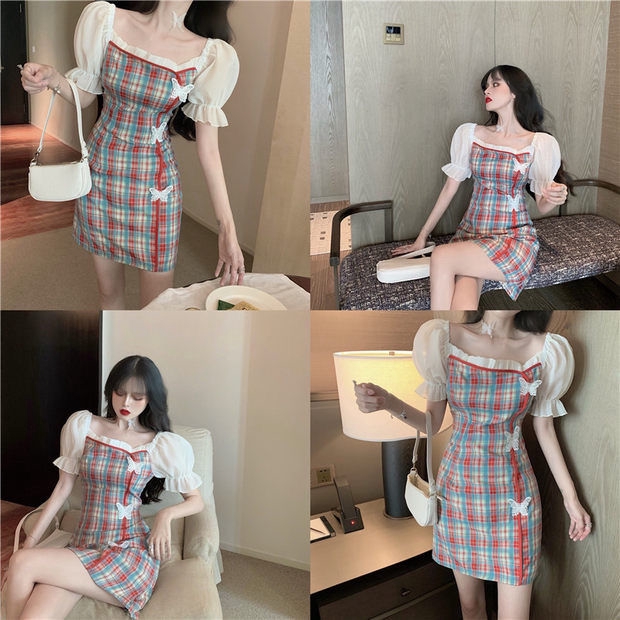Đầm Kiểu Sườn Xám Trễ Vai Chất Chiffon Hoạ Tiết Bướm Nữ Tính | BigBuy360 - bigbuy360.vn