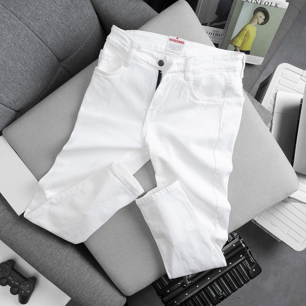 QUẦN JEAN NAM TRẮNG RÁCH GỐI PHONG CÁCH TRẺ TRUNG CÁ TÍNH SÀNH ĐIỆU- CHẤT JEAN CO GIÃN 4 CHIỀU KHÔNG BAI KHÔNG XÙ