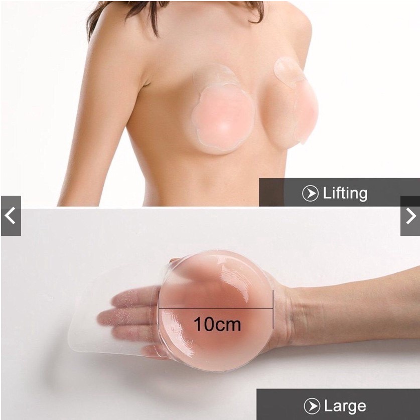 Miếng Dán Nhũ Hoa Silicon che đầu ngực - Kéo ngực chống chảy xệ - Siêu dính tốt - Hàng Cao Cấp - Đường kính 10cm