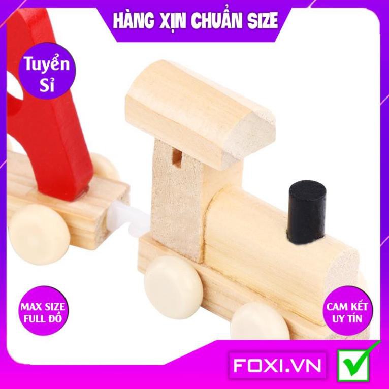 Đồ chơi Đoàn tàu hỏa thả hình-Kéo xe Số-Chữ-12 con giáp Foxi-Đồ chơi gỗ-phát triển kĩ năng cơ bản-Bé vừa học vừa chơi