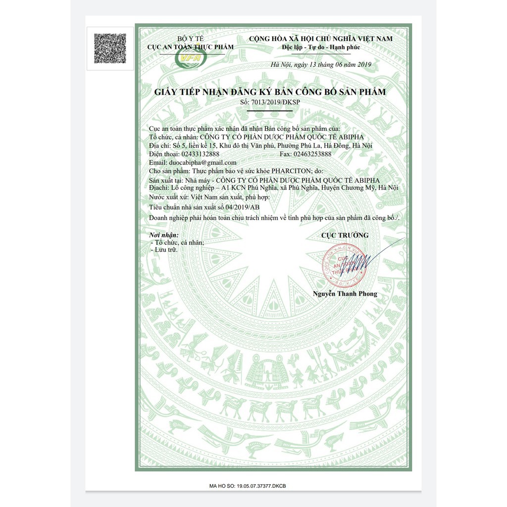 BỒI BỒ CƠ THỂ PHARCITON PLUS 60 Viên.