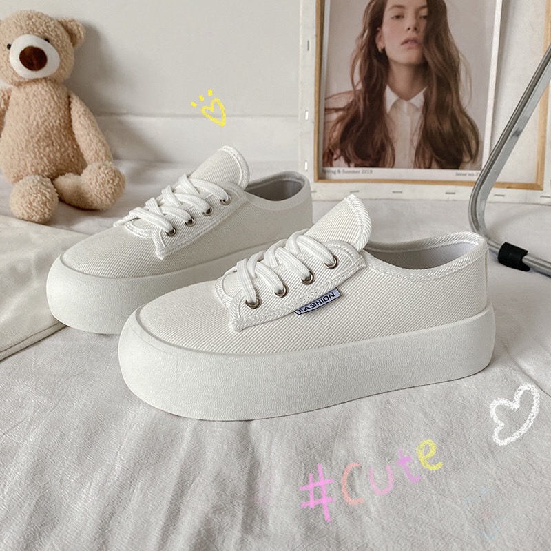Giày thể thao bánh mì đế cao 3-4cm Quảng Châu, giày vải nữ