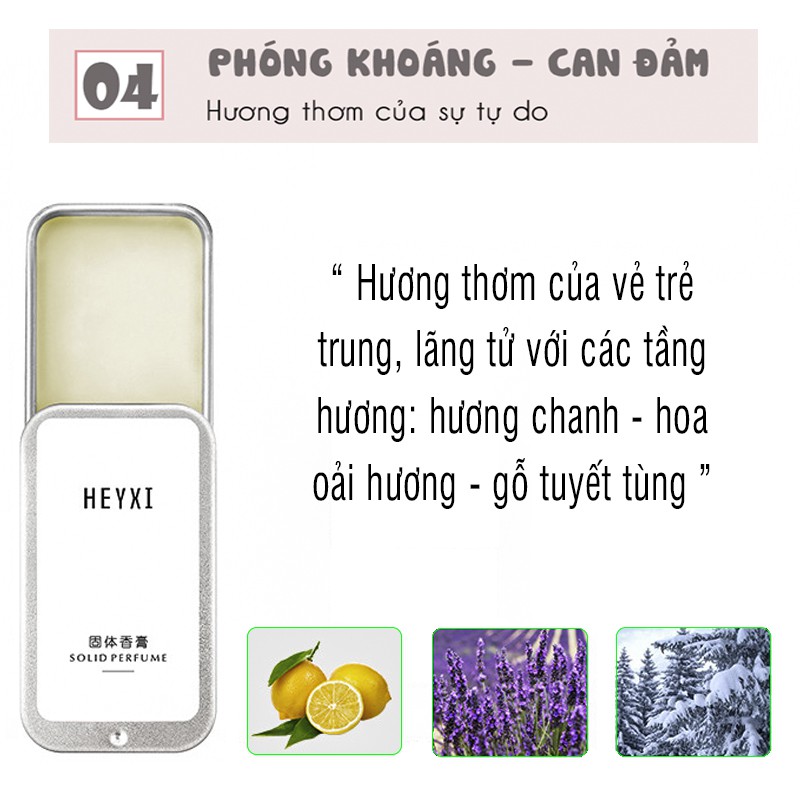 Nước hoa khô dạng sáp HEYXI 4 mùi hương ngọt ngào tươi mát cho nam và nữ nhỏ gọn tiện dụng MD-NH3