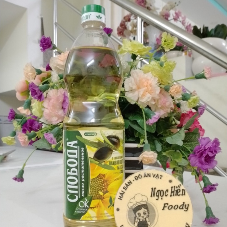 1 thùng 15 chai dầu ăn hướng dương ô liu Sloboda Organic chai 1 lít, NGỌC HIỂN FOODY