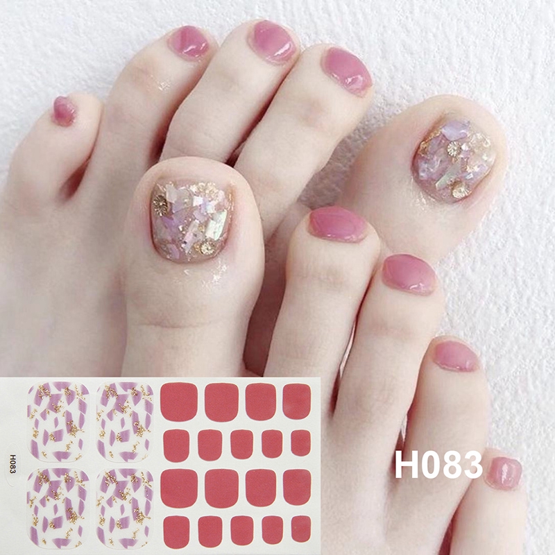 Set 22 Miếng Dán Móng Chân Giả 3D Thời Trang Diy H081-100