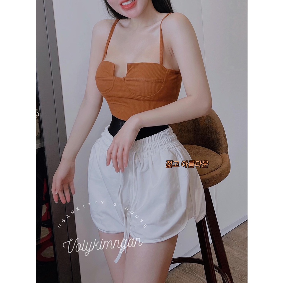 Áo 2 dây gân trơn ,Áo 2 dây cúp ngực croptop sexy đủ màu freesize